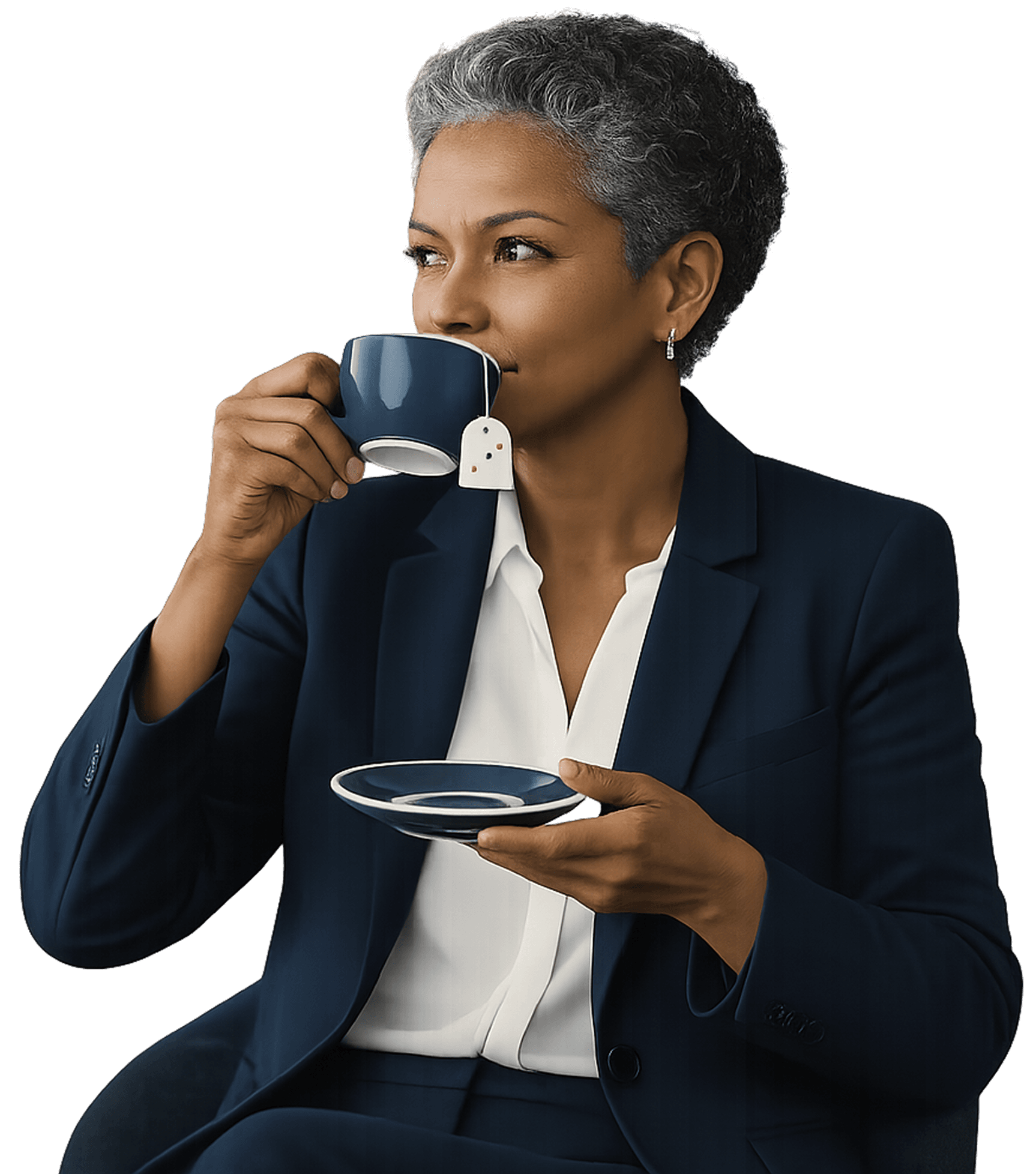 HR manager pausing with a cup of tea while her team's day runs itself