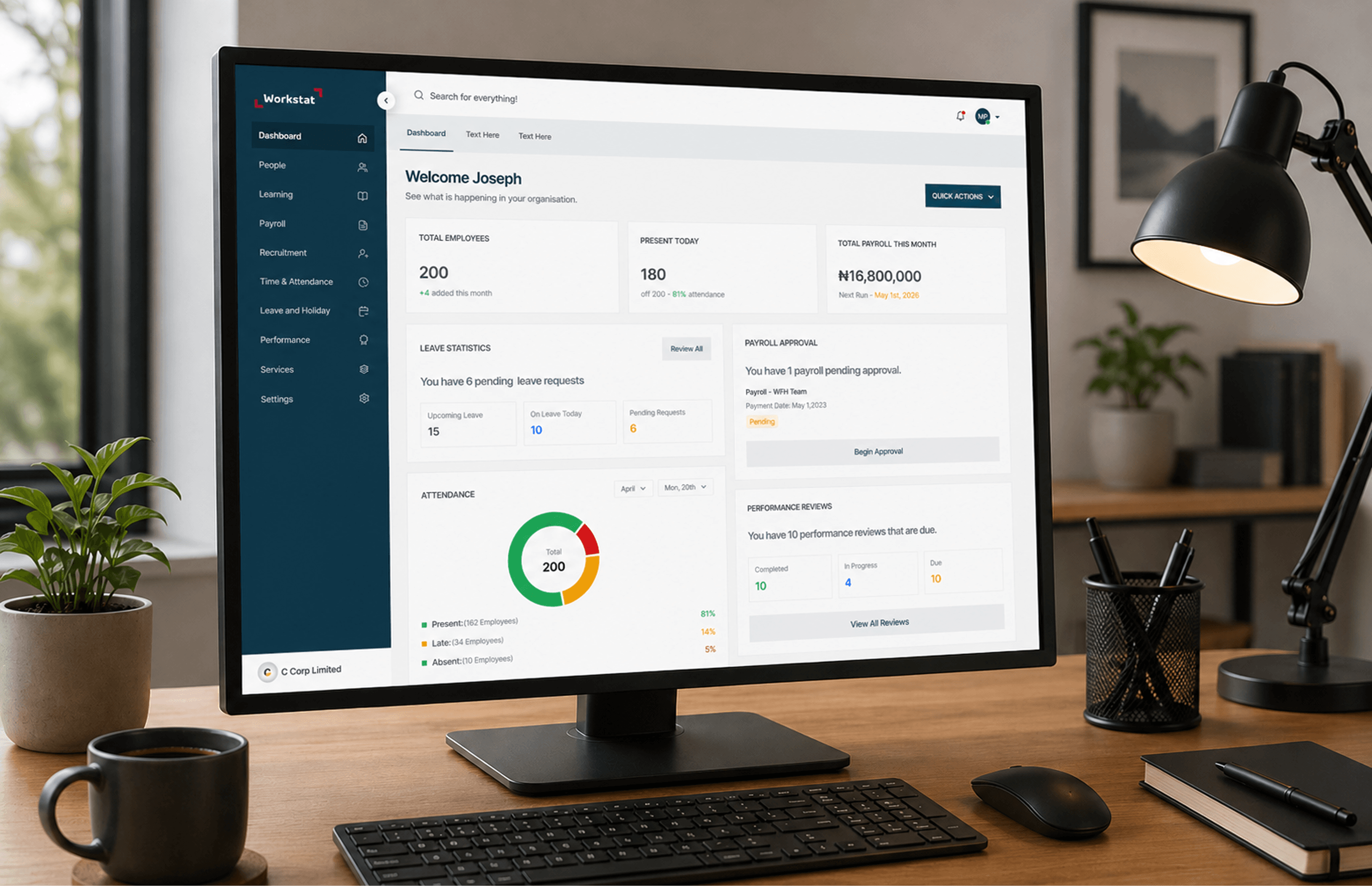 Workstat dashboard interface
