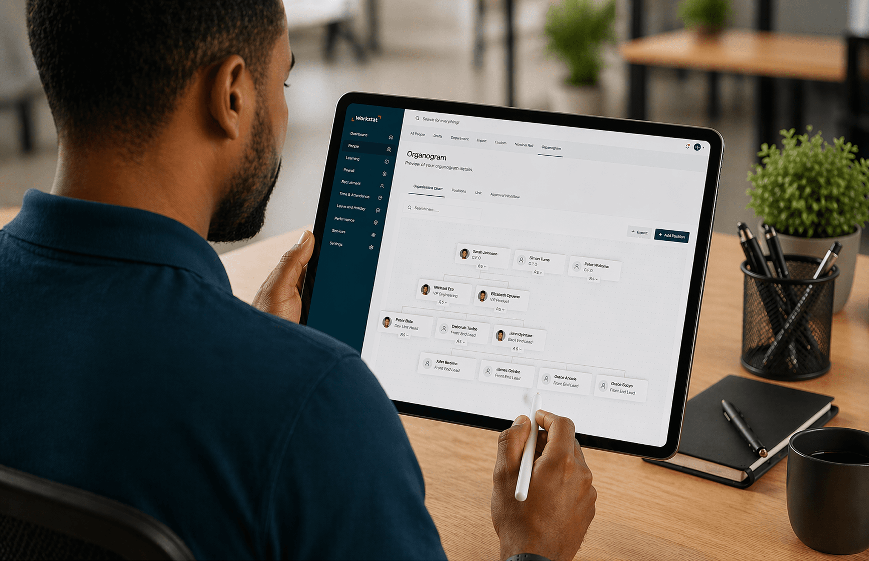 Employee management on tablet